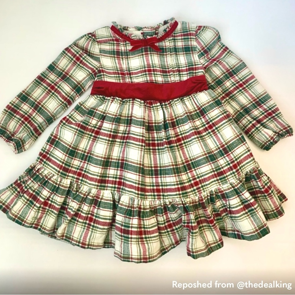 Tommy Bahama Plaid Baby Girl Holiday Dress - Red and Green
